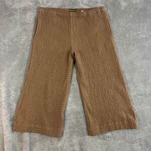 Honest Cotton Jersey Capri Pants Womens L/XL Brown Textured Wide Leg NWT